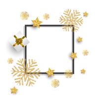 Kerstmis achtergrond met glitter sneeuwvlokken, cadeau en sterren vector