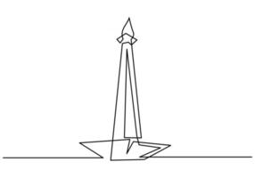 ononderbroken lijn van traditionele toren. een enkele regel van klassieke toren geïsoleerd op een witte achtergrond. vector