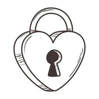 hangslot vormig hart liefde romantisch doodle pictogram ontwerp vector