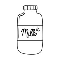 ontbijt melk fles smakelijk eten, pictogram lijnstijl vector