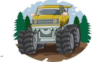 monstertruck in boshandtekening vector