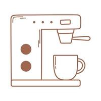 koffiekopje en machine brouwen, icoon in bruine lijn vector