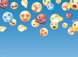 cartoon-emoticons voor reacties op chatreacties op sociale media vector