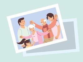 gelukkige grootoudersdagposter met foto van gelukkige familie vector