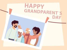 gelukkige grootoudersdagposter met foto van gelukkige familie vector