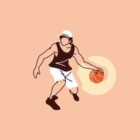 basketbalspeler man met bal vector design