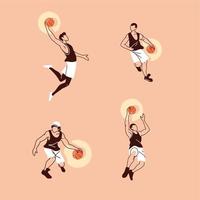 basketbalspelers mannen met ballen vector design