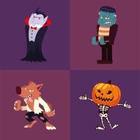 set van halloween-tekens vector