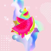 Vloeiende veelkleurige achtergrond met watermeloen vectorillustratie vector