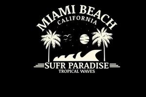 miami beach californië surfparadijs kleur crème vector