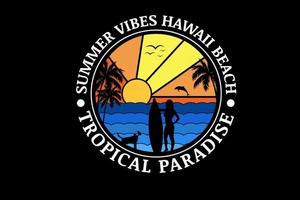 zomerse vibes hawaii strand tropisch paradijs kleur oranje gradiënt en blauw gradiënt vector