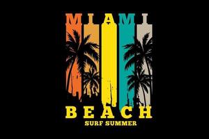 miami strand surfen zomer silhouet stijl retro vintage vector