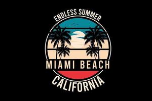 eindeloos Miami strand silhouet ontwerp vector