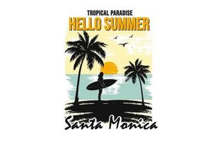 hallo zomer santa monica ontwerp vector