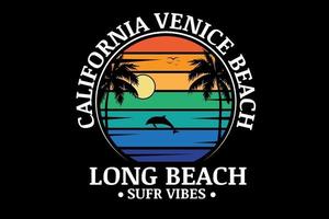 californië venetië strand lang strand surf vibes kleur oranje groen en blauw vector