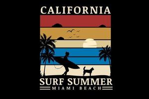 california surf zomer miami strand kleur rood crème en blauw vector