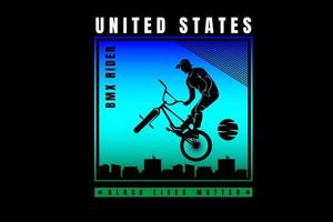 verenigde staten fiets motorcrosser kleur blauw en groen vector