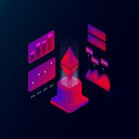 Ethereum 3d isometrische concept vectorillustratie vector