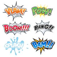 Comic Text, Bomb Explosions en Pop Art Style vector