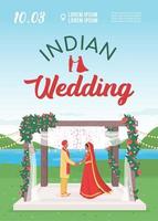 Indiase bruiloft uitnodiging platte vector sjabloon