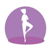 silhouet van vrouw die pilates-positie beoefent vector