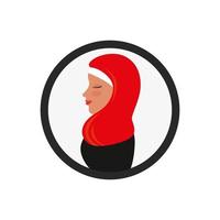 profiel van islamitische vrouw met traditionele burka in cirkel vector