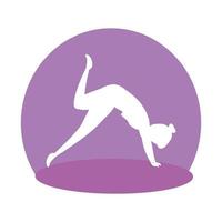 silhouet van vrouw die pilates-positie beoefent vector