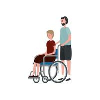 schattig grootouders paar in rolstoel vector