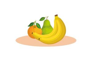 geïsoleerde bananen peer en oranje vector design