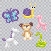 dieren ballonnen pictogramgroep vector