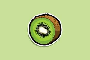 kiwi fruit sticker Aan groen achtergrond vector