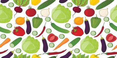 vector naadloze patroon van groenten getekend in cartoon stijl. voor restaurantmenu's, verpakkingen, enzovoort.