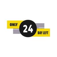 24 dag links countdown kortingen en uitverkoop tijd 24 dag links teken etiket vector illustratie
