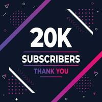 dank u 20k abonnees of volgers. web sociaal media modern post ontwerp vector