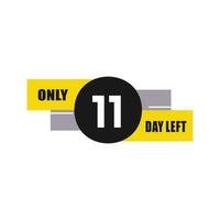 11 dag links countdown kortingen en uitverkoop tijd 11 dag links teken etiket vector illustratie