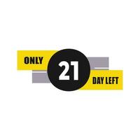 21 dag links countdown kortingen en uitverkoop tijd 21 dag links teken etiket vector illustratie