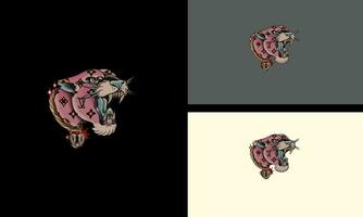 hoofd tijger roze vector mascotte ontwerp