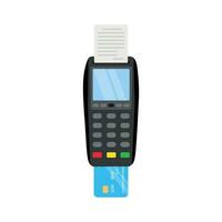 pos terminal voor betaling met controleren en credit kaart vector