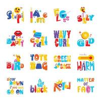 bundel van typografie brieven vlak stickers vector