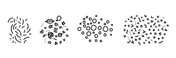 tekening schattig voering elementen composities. tekening hart, lippen, brief, envelop, ster, bochten, bogen, lijnen, kruisen, controleren symbool reeks icoon. gemakkelijk schetsen lijn stijl vector icoon artikelen.