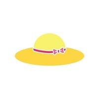 geel hoed voor zon bescherming hoofddeksels met lintje. vrouw zomer hoed, meisje zon pet voor strand en zomer vakantie medeplichtig icoon. vector illustratie gevulde schets stijl. eps10