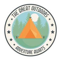 camping patch tent vector