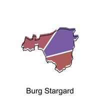 kaart van burg stargard kleurrijk meetkundig schets ontwerp, wereld kaart land vector illustratie sjabloon