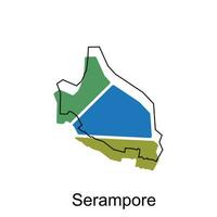 serampore kaart. vector kaart van de Indië land. borders van voor uw infografisch. vector illustratie ontwerp sjabloon