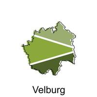 kaart van Velburg meetkundig vector ontwerp sjabloon, nationaal borders en belangrijk steden illustratie