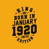 koning zijn geboren in januari 1920. koning zijn geboren in januari 1920 retro wijnoogst verjaardag vector