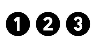 123 aantal icoon vector. een, twee, en drie symbolen in cirkel achtergrond vector
