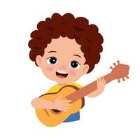 schattig weinig kinderen spelen gitaar vector