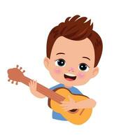 schattig weinig kinderen spelen gitaar vector