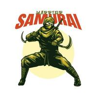 Ninja samurai met zwaard vector